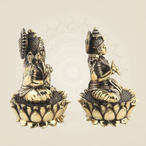 Lakshmi Ganesh Brass Idol 3" – Superfine Divine Decor - Luxeartisanship