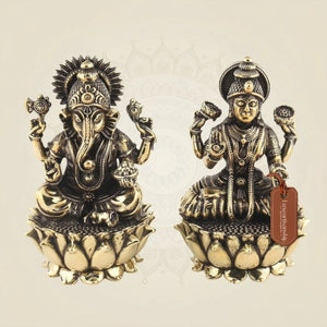 Lakshmi Ganesh Brass Idol 3" – Superfine Divine Decor - Luxeartisanship