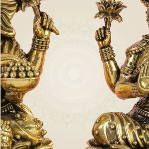 Lakshmi Ganesh Brass Idol Pair – 5" Handcrafted Pure Brass Statues for Wealth & Prosperity - Luxeartisanship