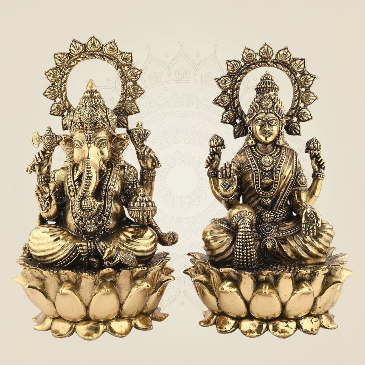 Lakshmi Ganesh on Lotus Brass Idol
