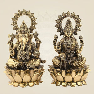 Lakshmi Ganesh on Lotus Brass Idol