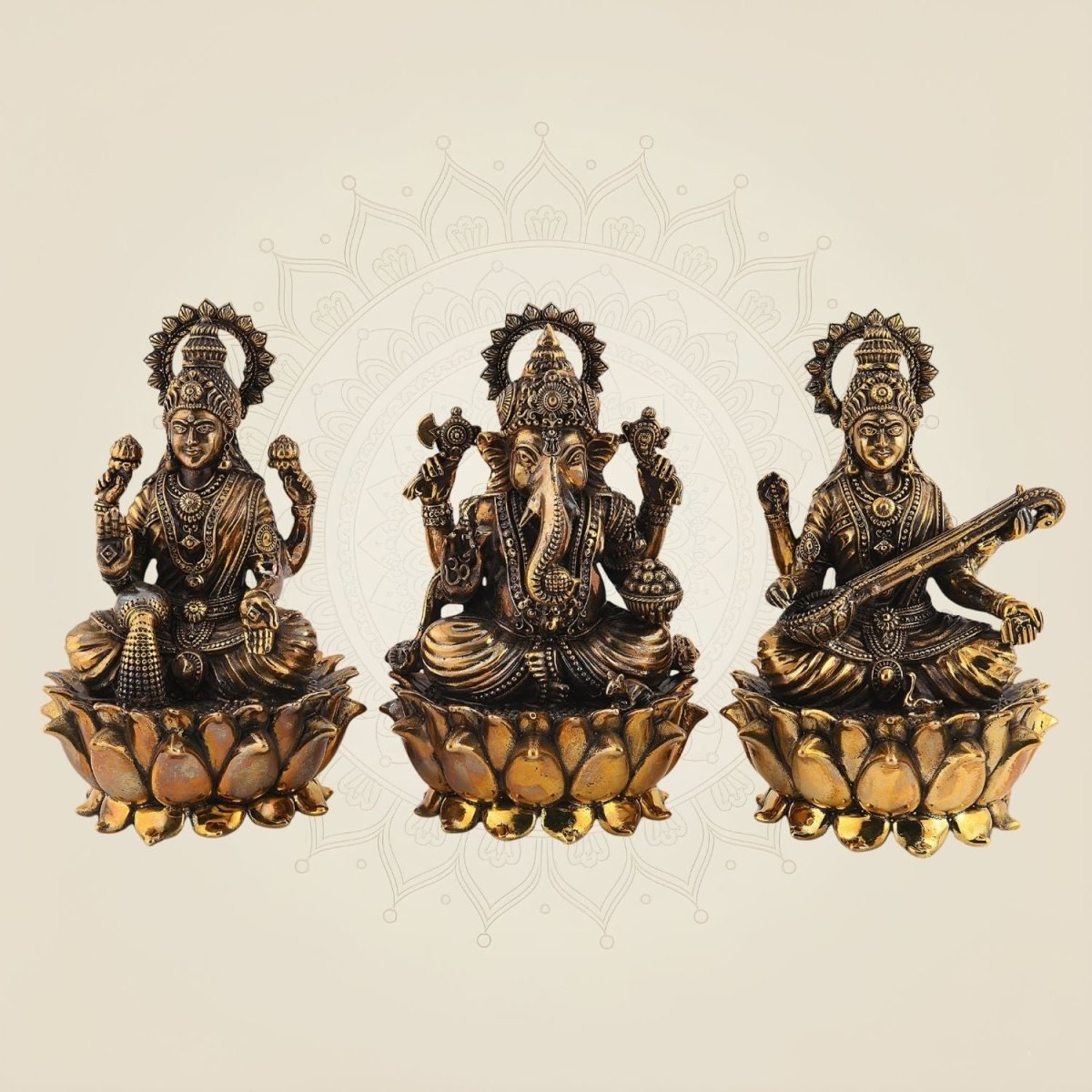 Brass Laxmi Ganesha Saraswati Idol