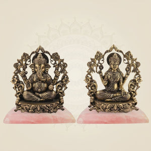 Brass Ganesha Lakshmi murti with Stone Base