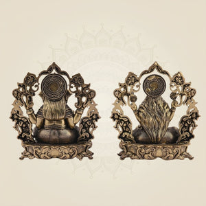 3.75 inch Brass Ganesha Lakshmi Idol