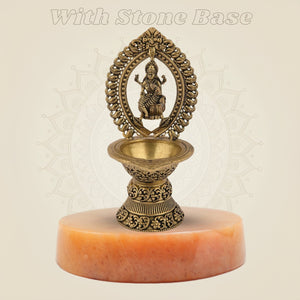 Lakshmi Mata Brass Diya with stone base