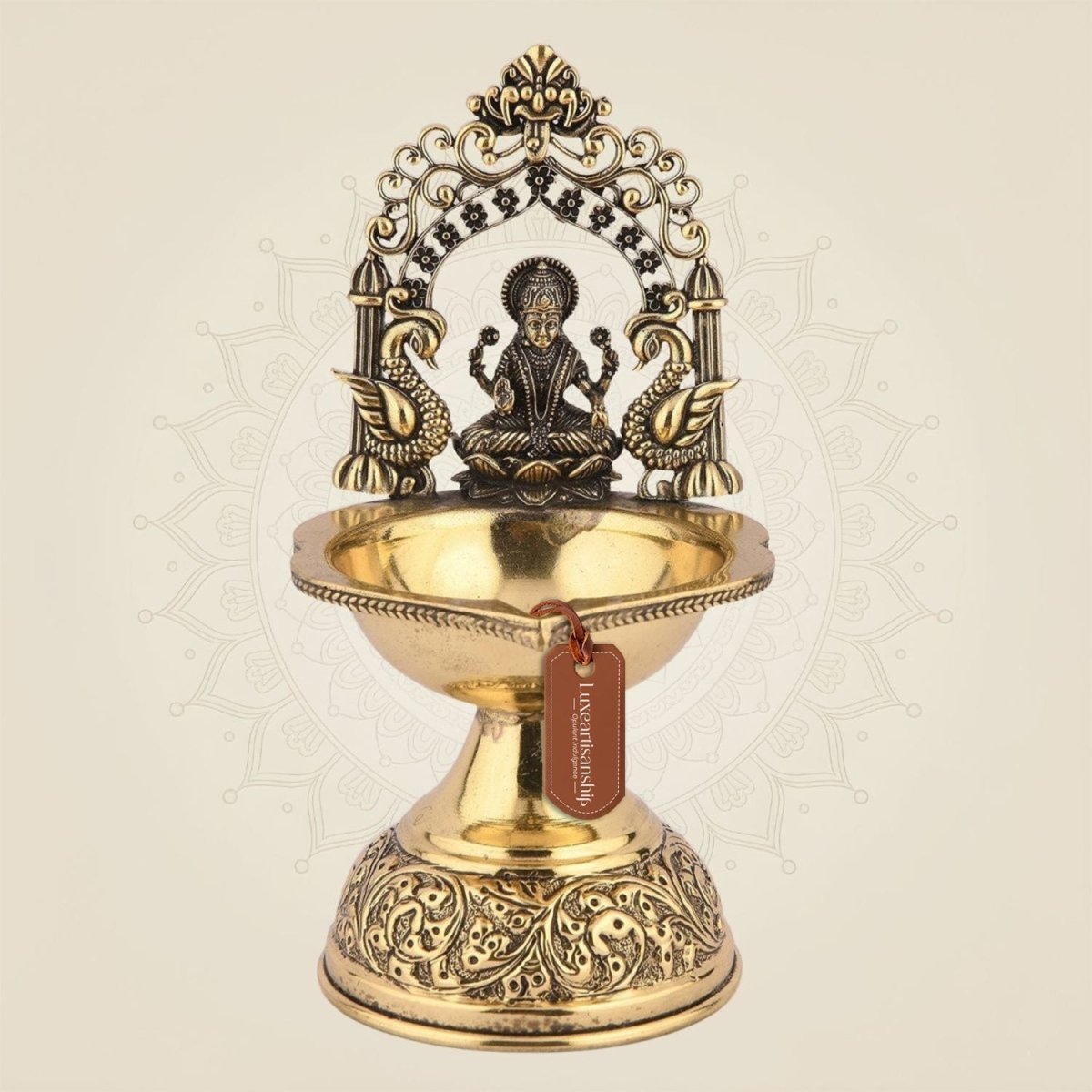 Lakshmi Mata Brass Diya 7.5 inch