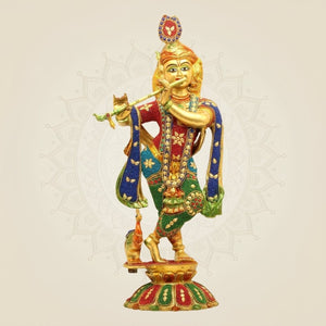 Large Brass Krishna Idol - Luxe Artisanship