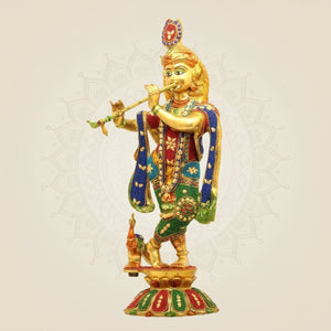 Large Brass Krishna Idol - Luxeartisanship