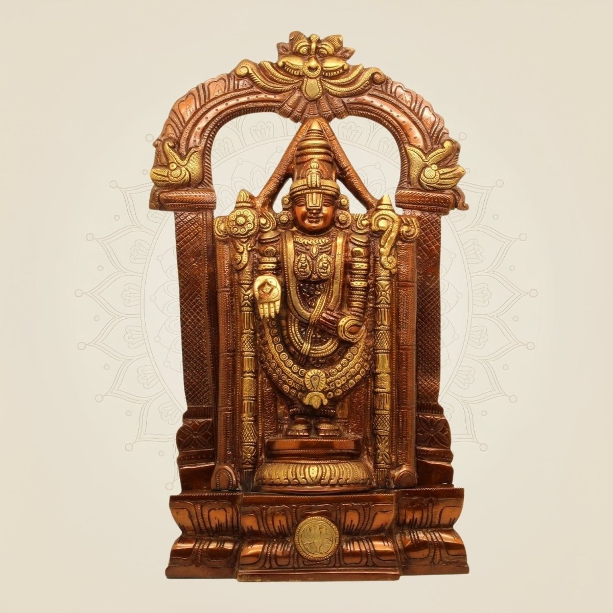Large Size Brass Venkateswara Idol – South Indian Temple Style Balaji Murti 19" - Luxeartisanship