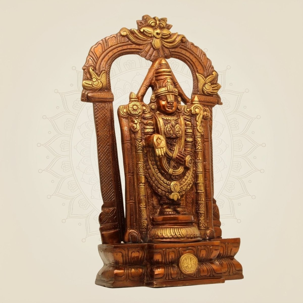 Large Size Brass Venkateswara Idol – South Indian Temple Style Balaji Murti 19" - Luxeartisanship