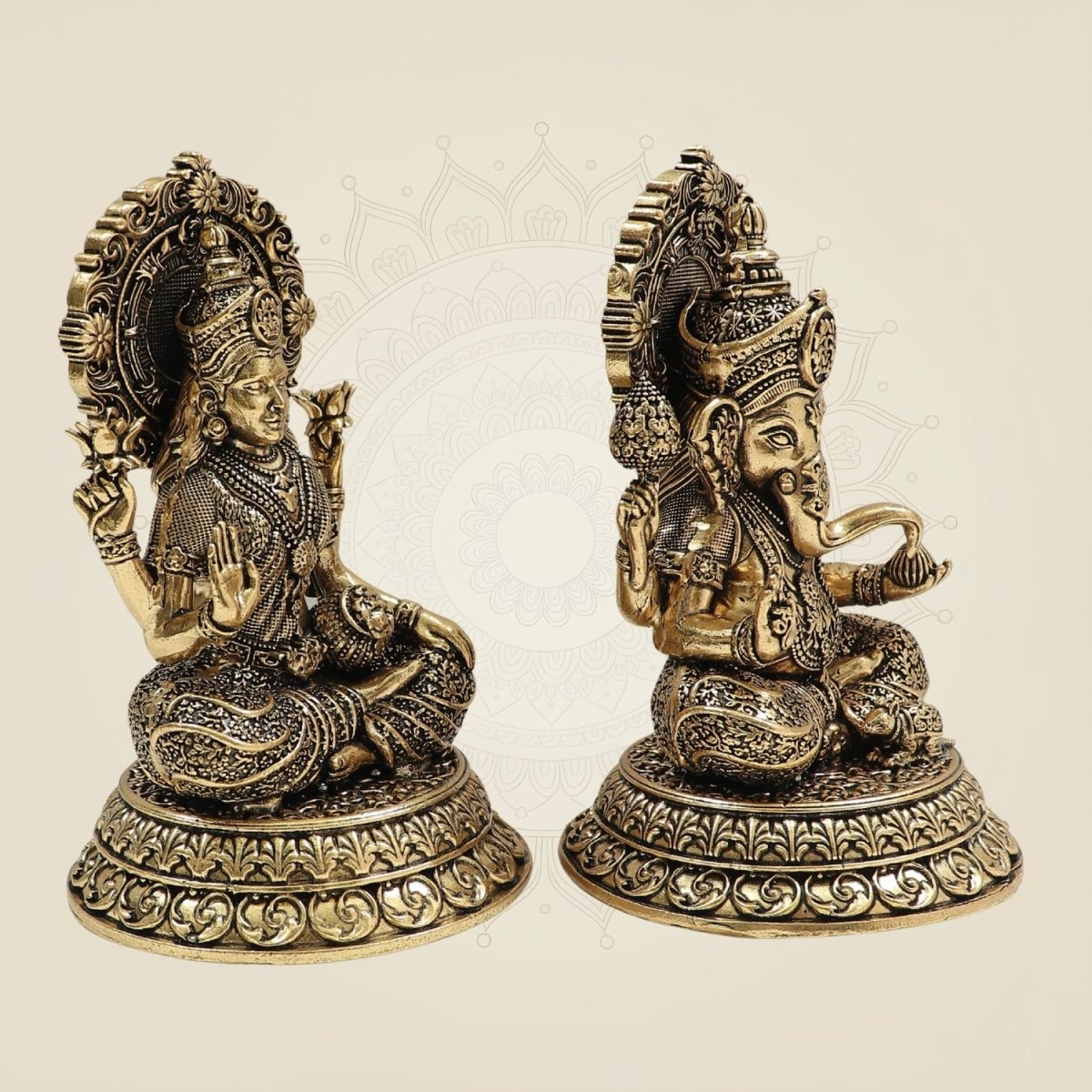 Laxmi Ganesh Brass Murti Set 5 Inch for Home & Pooja - Luxeartisanship
