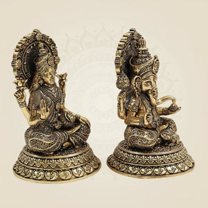 Laxmi Ganesh Brass Murti Set 5 Inch for Home & Pooja - Luxeartisanship