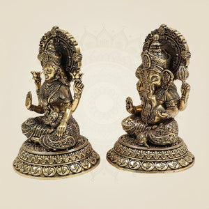 Laxmi Ganesh Brass Murti Set 5 Inch for Home & Pooja - Luxeartisanship