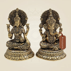 Laxmi Ganesh Brass Murti Set 5 Inch for Home & Pooja - Luxeartisanship