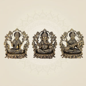 Laxmi Ganesh Saraswati Brass Idol