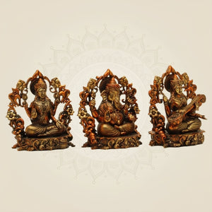 Brass Laxmi Ganesh Saraswati handmade figurine