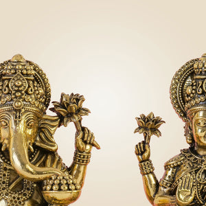 Brass Laxmi Ganesh Idol