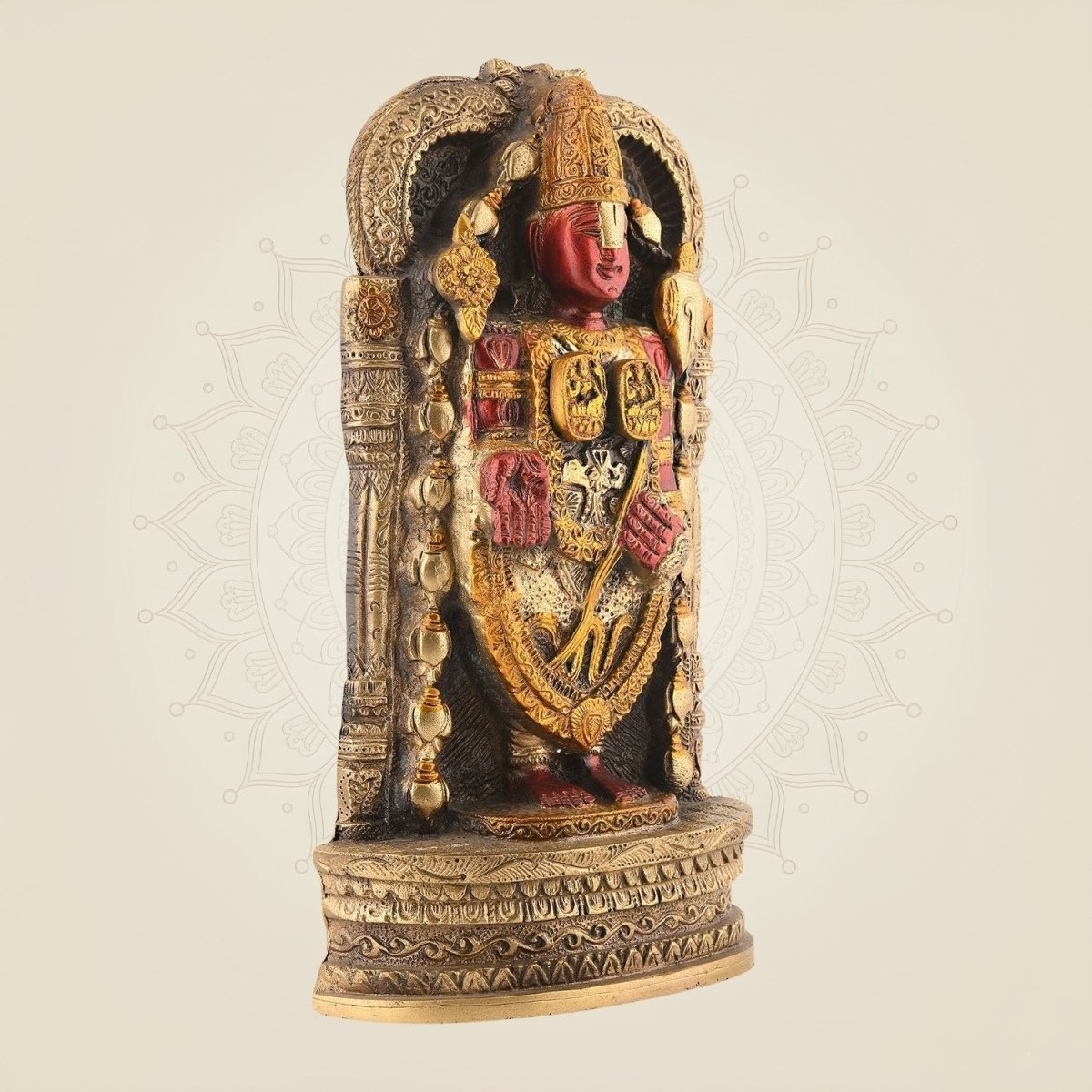 Lord Balaji Statue – 11.75" Multicolor Venkateswara Idol from Tirupati - Luxeartisanship