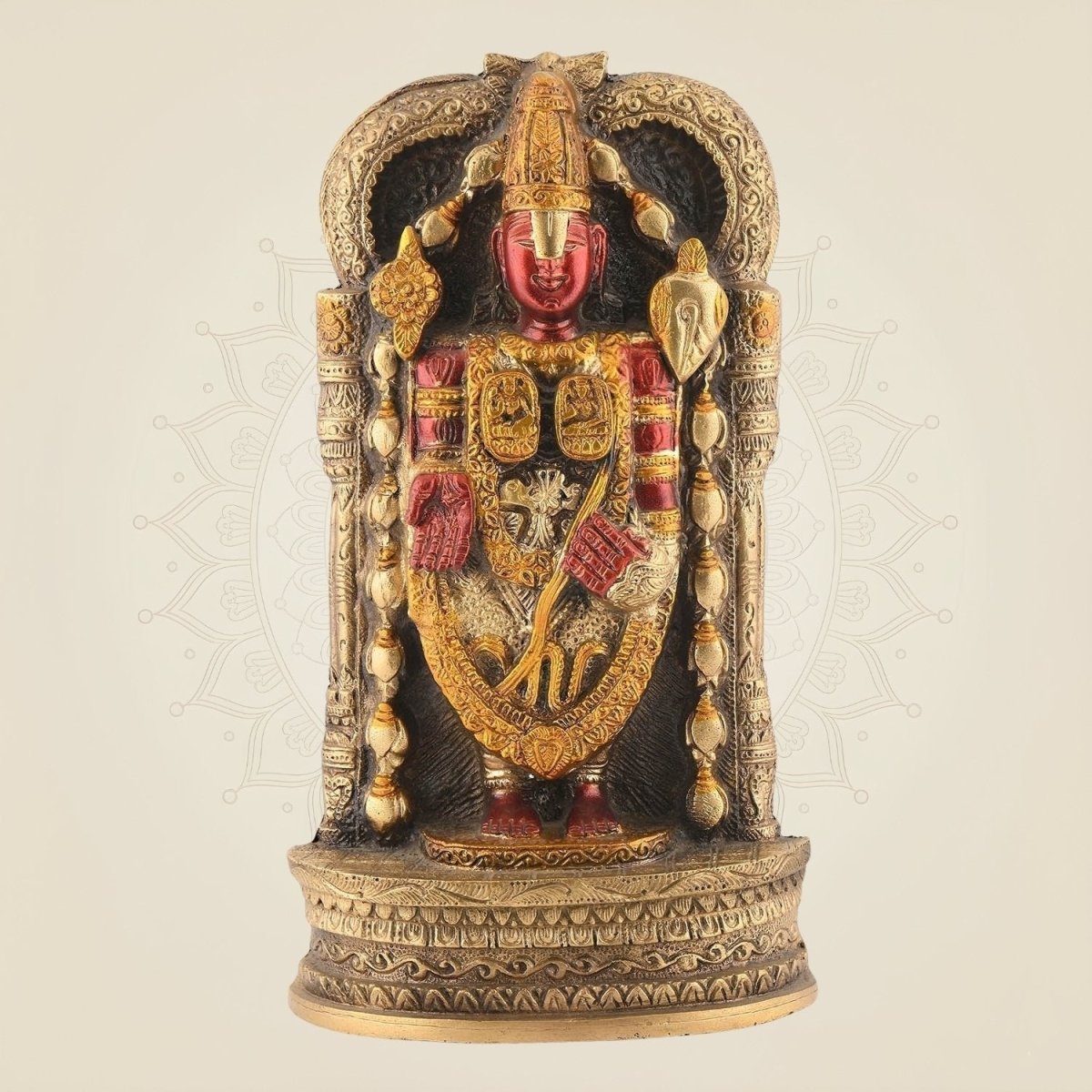 Lord Balaji Statue – 11.75" Multicolor Venkateswara Idol from Tirupati - Luxeartisanship