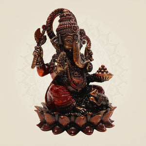 Lord Ganesha 4" on Lotus Brass Idol