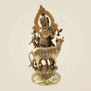 Lord Krishna Brass Idol – Murari Krishna with Cow Handcrafted Murti