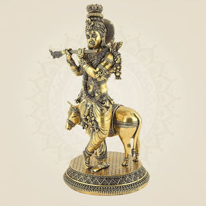 Lord Krishna with Cow Idol