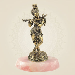 Lord Krishna with Peacock Idol on stone base