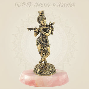 Lord Krishna with Peacock Idol on stone base