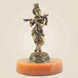 Lord Krishna with gemstone base