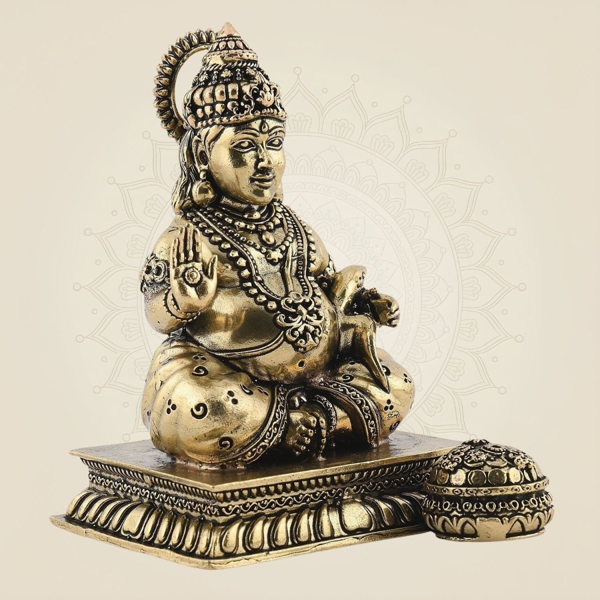 Lord Kuber Brass Idol 3.75" - Handcrafted Superfine Statue for Wealth & Fortune - Luxeartisanship
