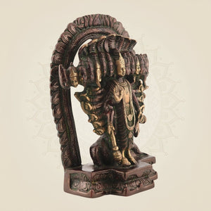 Lord Narayan Brass Idol – 11" Handcrafted Vishnu Statue for Peace & Devotion - Luxeartisanship