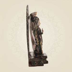 Lord Narayan Brass Idol – 11" Handcrafted Vishnu Statue for Peace & Devotion - Luxeartisanship