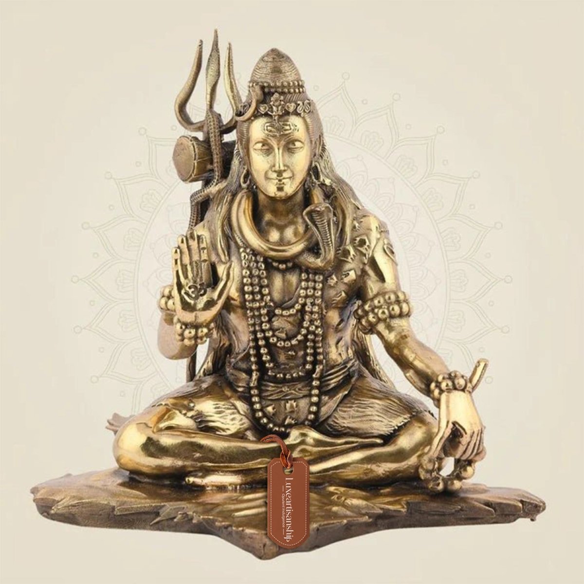Brass Shiva Statue in Dhyanam Mudra - Luxeartisanship