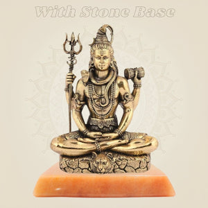 Lord Shiva Idol in Meditative Pose – 5.5" Pure Brass Statue Handcrafted & Spiritual Decor - Luxeartisanship