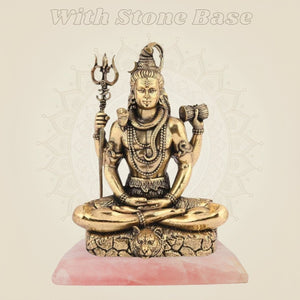 Lord Shiva Idol in Meditative Pose – 5.5" Pure Brass Statue Handcrafted & Spiritual Decor - Luxeartisanship