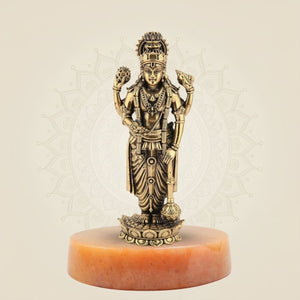 Brass Vishnu Idol with Stone Base