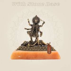 Maa Kaali Pure Brass Artisan on stone base