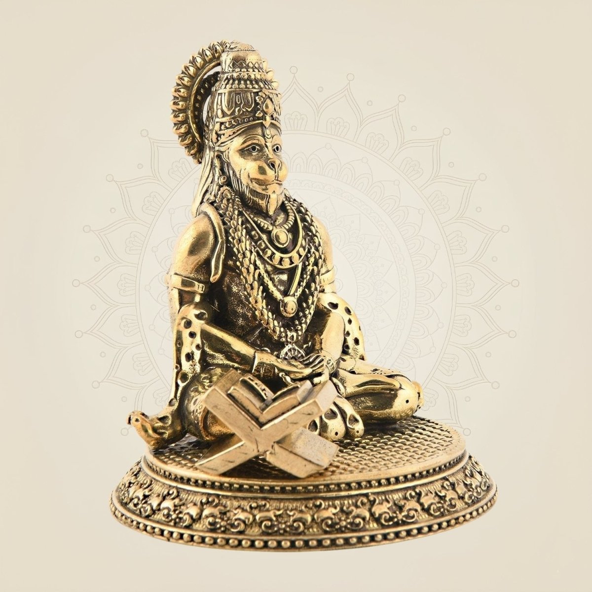 Meditating Hanuman Ji Brass Idol 3.25" – Divine Bajrangbali Statue for Home & Office - Luxeartisanship