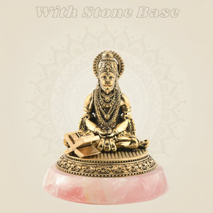 Meditating Hanuman Ji Brass Idol on stone base