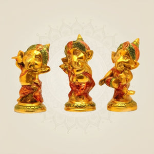 Musical Cute Brass Ganesha Idols -Luxeartisanship