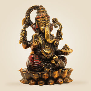 Chaturbhuj Ganesha Brass Idol