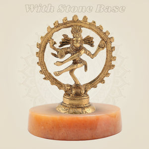 Brass Nataraja Sculpture with Stone Base Colored