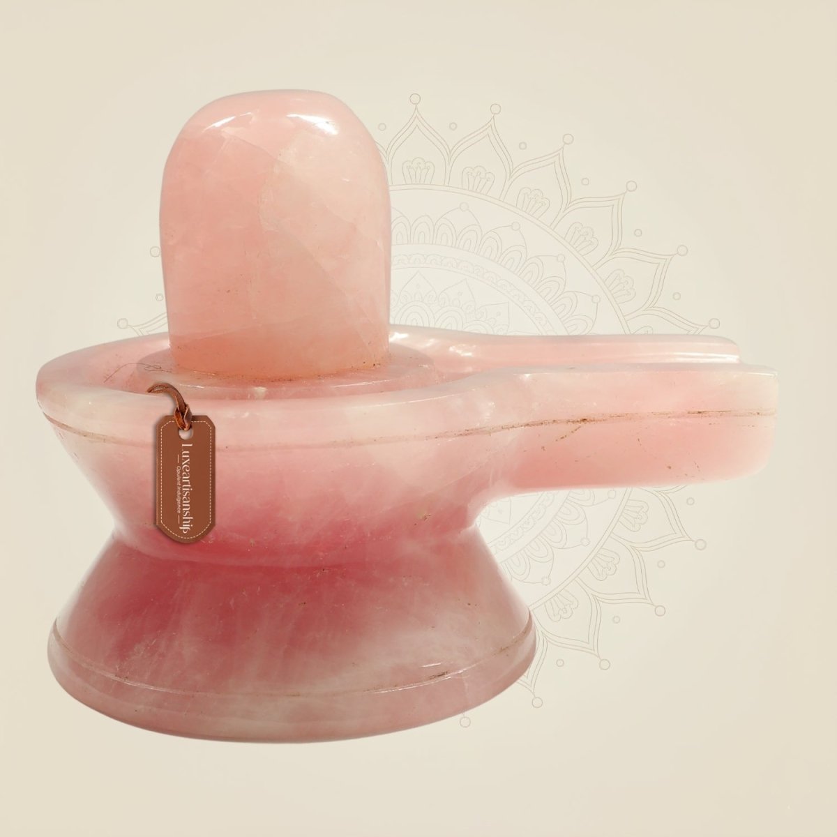 Natural Crystal Shivling in Rose Quartz for Puja, Healing & Vastu - Luxeartisanship