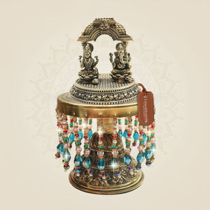 Pair Brass Lakshmi Ganesh Idol on Chowki for Home 6.5" - Luxeartisanship