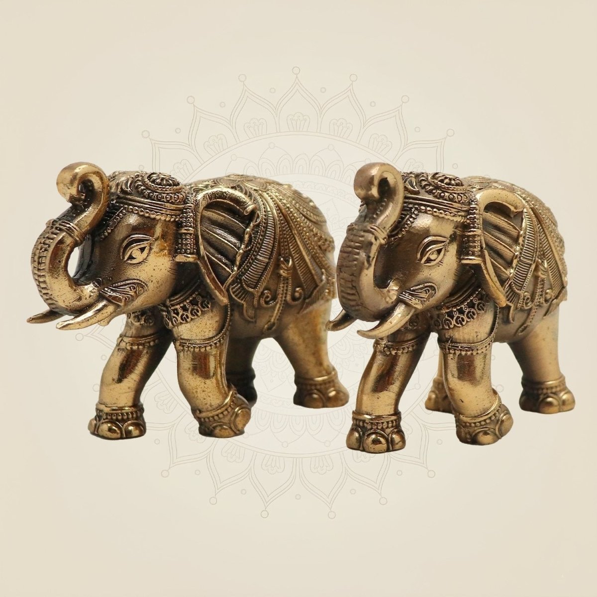 Pair of 4" Brass Elephants – Lucky Trunk Up