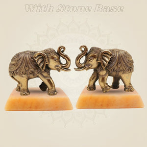 Brass Elephants with stone base