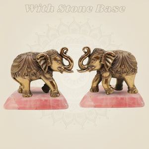 Brass Elephants with stone base