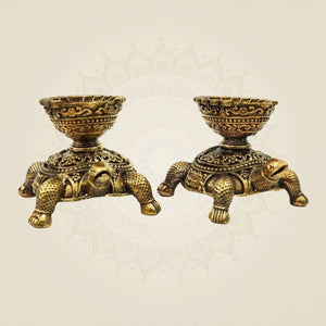 Pair of Brass Turtle Diyas 2.5" - Luxeartisanship