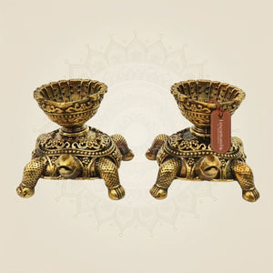 Pair of Brass Turtle Diyas 2.5"