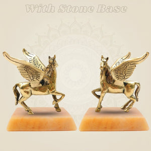 Pair of Brass Winged Horse Idols – Pegasus Style Handcrafted Showpiece - 4.5 - Luxeartisanship